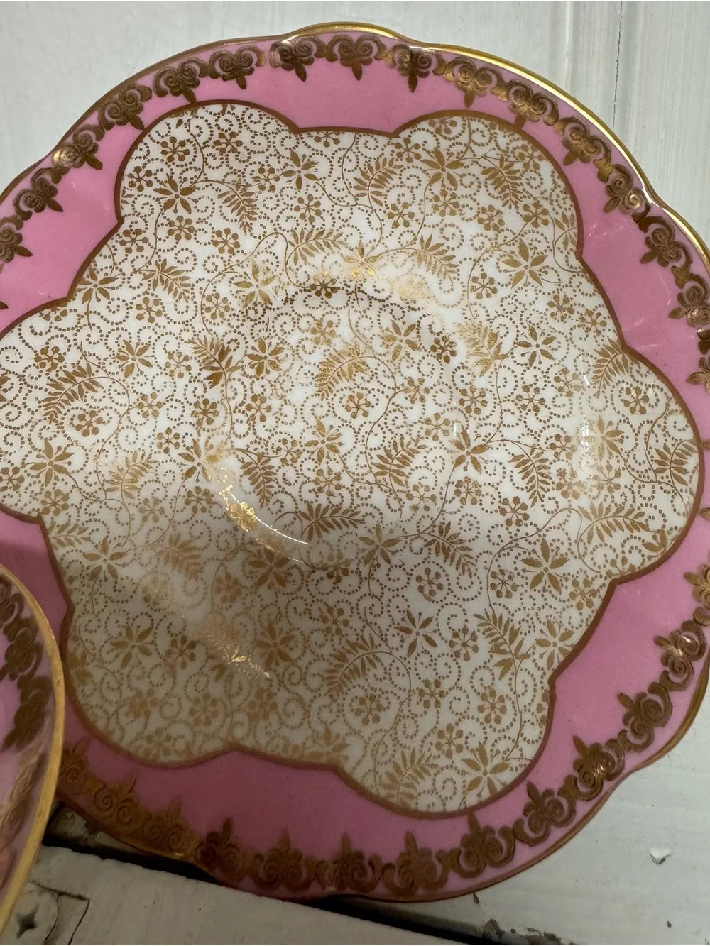 Vintage English Bone China Teacup Sets Foley Stanley Pink Gold Filigree 2 Sets